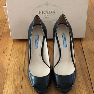 Black Prada Open Toe Heels